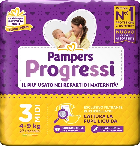 PAMPERS PROGRESSI MIDI PANNOLINO 3 4-9KG 27 PEZZI - doctorpill.it