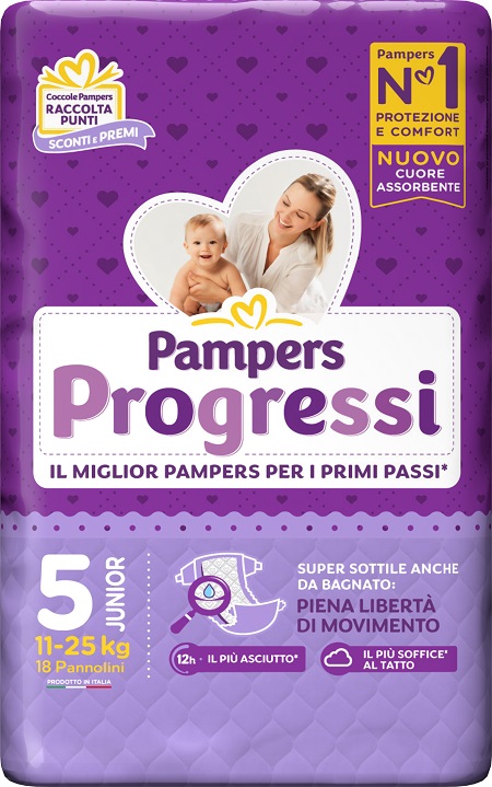PAMPERS PROGRESSI JUNIOR PANNOLINO 5 11-25KG 19 PEZZI - doctorpill.it