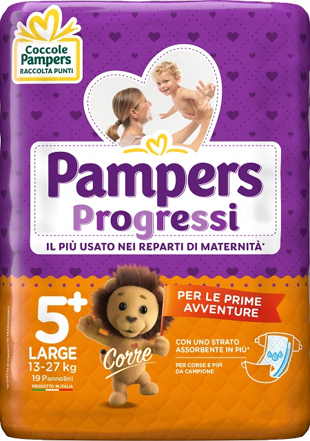 PAMPERS PROGRESSI LARGE PANNOLINO 5+ 13-27KG 19 PEZZI - doctorpill.it