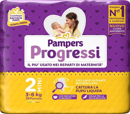 PAMPERS PROGRESSI MINI PANNOLINO 2 3-6KG 30 PEZZI - doctorpill.it