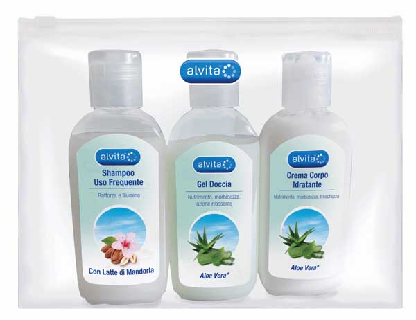 ALVITA KIT VIAGGIO BODY CARE 1 GEL DOCCIA ALOE VERA 75 ML + 1 CREMA CORPO IDRATANTE ALOE 75 ML + 1 SHAMPOO USO FREQUENTE 75 ML - doctorpill.it