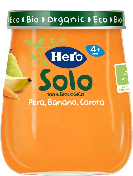 HERO BABY OMOGENEIZZATO PERA BANANA CAROTA 100% BIO 120 G - doctorpill.it