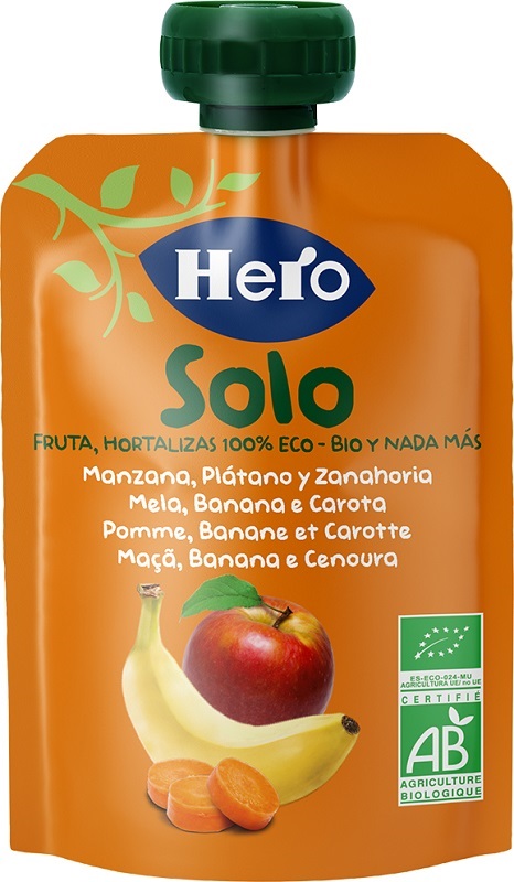 HERO SOLO FRUTTA FRULLATA 100% BIO MELA BANANA CAROTA 100 G - doctorpill.it