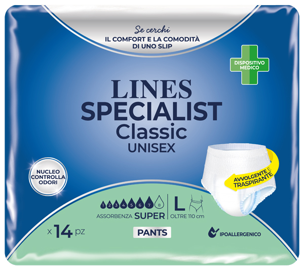 PANNOLONE A MUTANDA LINES SPECIALIST CLASSIC PANTS SUPER L 14 PEZZI - doctorpill.it