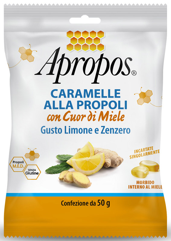 APROPOS CARAMELLE DURE LIMONE/ZENZERO CUOR DI MIELE 50 G - doctorpill.it