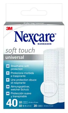 CEROTTO PREPARATO NEXCARE SOFT TOUCH UNIVERSAL 3 MISURE 20 CEROTTI 19X72MM + 10 CEROTTI 25X72MM + 10 CEROTTI TONDI 22,5 MM - doctorpill.it