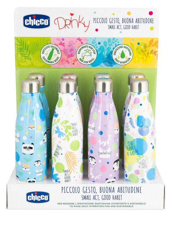 CHICCO BOTTIGLIA INOX DA 500 ML DISPLAY BOX - doctorpill.it