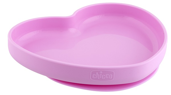 CHICCO PIATTO CUORE VENTOSA SILICONE ROSA - doctorpill.it