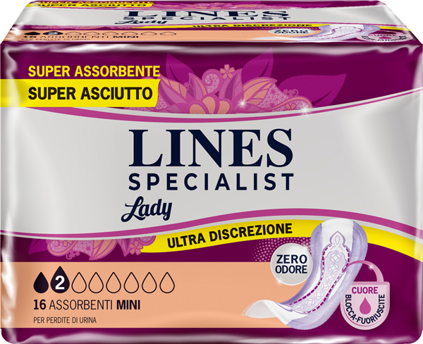 ASSORBENTI PER INCONTINENZA LINES SPECIALIST LADY MINI 16 PEZZI - doctorpill.it