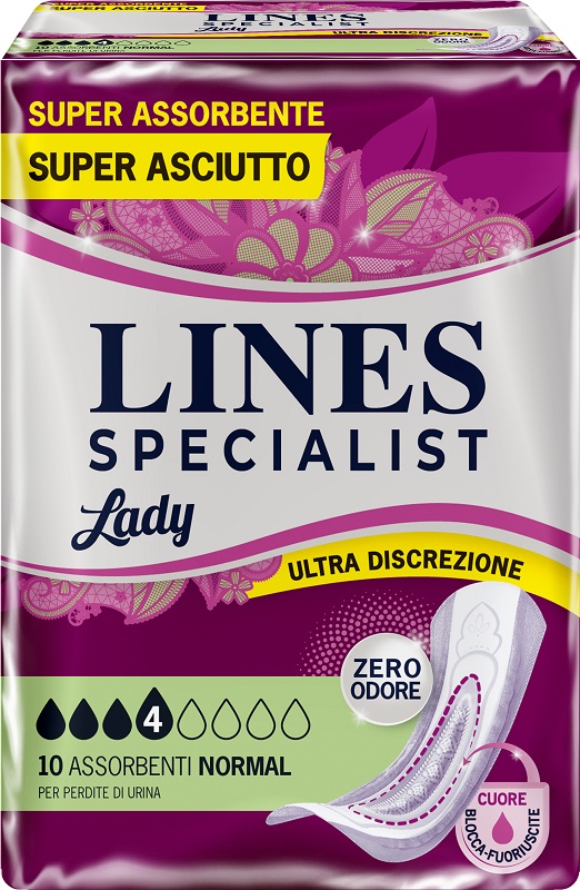 ASSORBENTI PER INCONTINENZA LINES SPECIALIST LADY NORMAL 10 PEZZI - doctorpill.it
