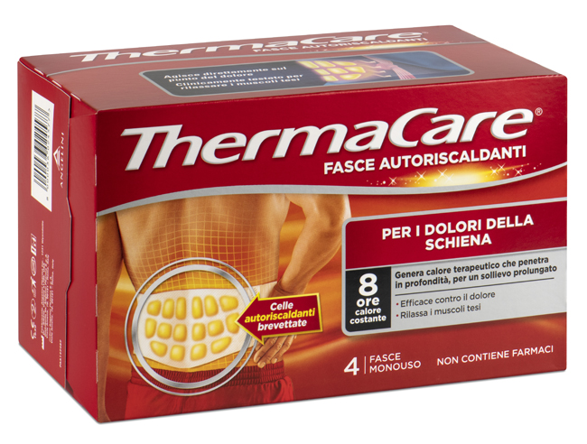 FASCIA AUTORISCALDANTE A CALORE TERAPEUTICO THERMACARE SCHIENA 4 PEZZI - doctorpill.it