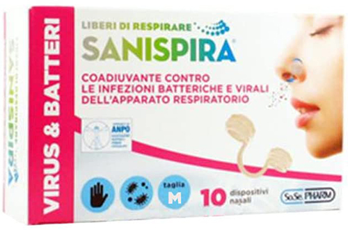 SANISPIRA VISUR & BATTERI FILTRO NASALE MEDIUM 10 PEZZI - doctorpill.it