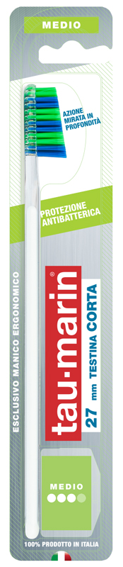 TAUMARIN PROFESSIONAL SPAZZOLINO 27 MEDIO TESTINA CORTA PROTEZIONE ANTIBATTERICA - doctorpill.it