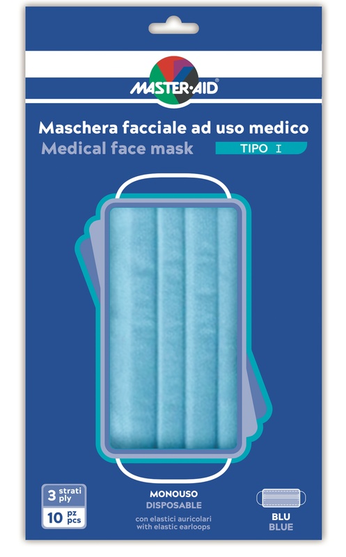 MASTER-AID MASCHERINA CHIRURGICA TIPO I MONOUSO 10 PEZZI - doctorpill.it