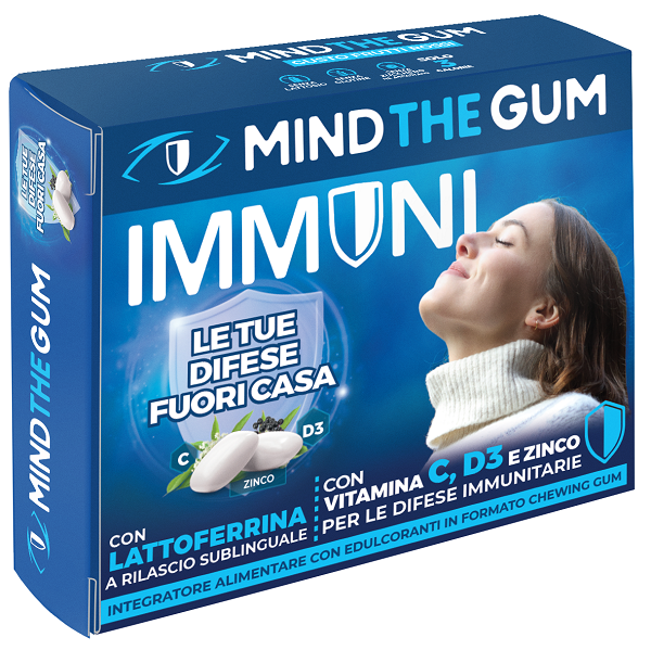 MIND THE GUM IMMUNI CON LATTOFERRINA 18 GOMME CONFETTATE SENZA ZUCCHERO - doctorpill.it