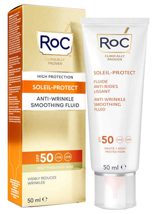 ROC FLUIDO SOLARE VISO SPF 50+ ANTI-RUGHE LEVIGANTE  50 ML - doctorpill.it
