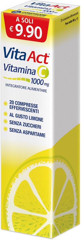 VITA ACT VITAMINA C 1000MG 20 COMPRESSE EFFERVESCENTI LIMONE - doctorpill.it