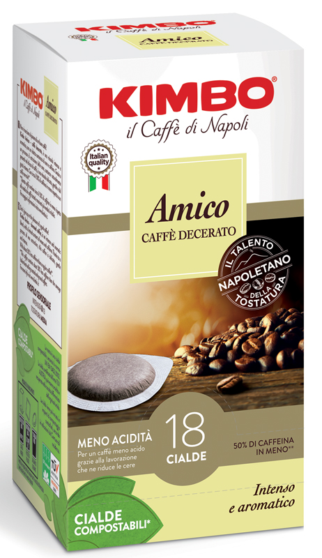 KIMBO AMICO CAFFE' TORREFATTO E DECERATO 18 CIALDE 7 G - doctorpill.it