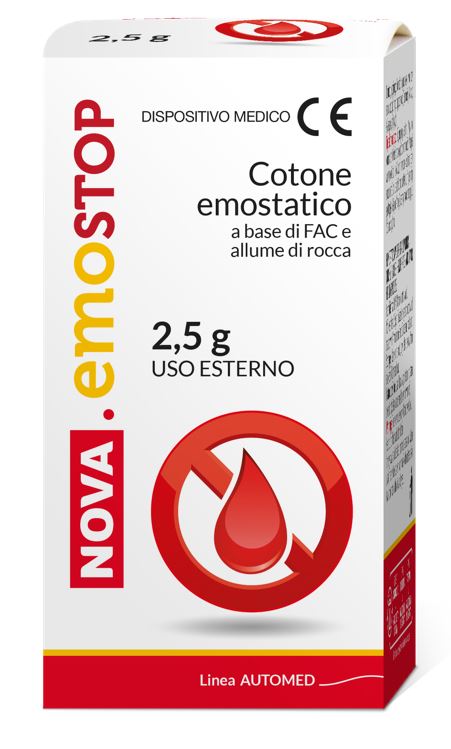COTONE EMOSTATICO NOVA EMOSTOP CON FAC E ALLUME DI ROCCA 2,5 G - doctorpill.it