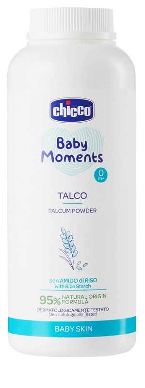 CHICCO BABY MOMENTS TALCO IN POLVERE CON AMIDO DI RISO 150 G - doctorpill.it
