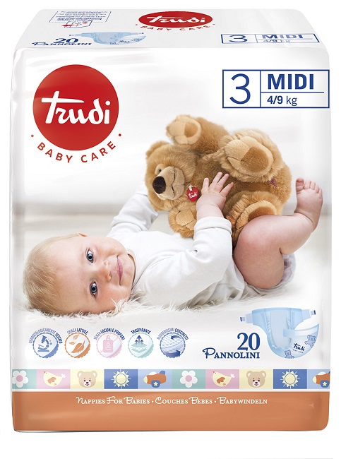 TRUDI BABY CARE PANNOLINO BAMBINI MIDI 4/9 KG 20 PEZZI - doctorpill.it