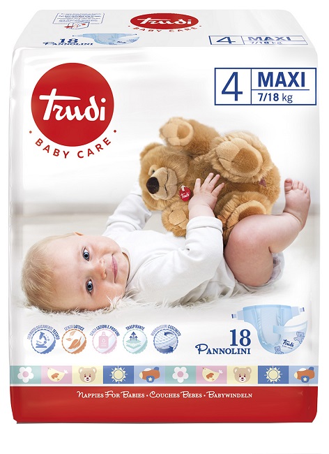 TRUDI BABY CARE PANNOLINO BAMBINI MAXI 7/18 KG 18 PEZZI - doctorpill.it