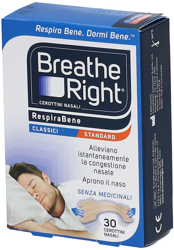 CEROTTI NASALI BREATHE RIGHT CLASSICI 30 PEZZI - doctorpill.it