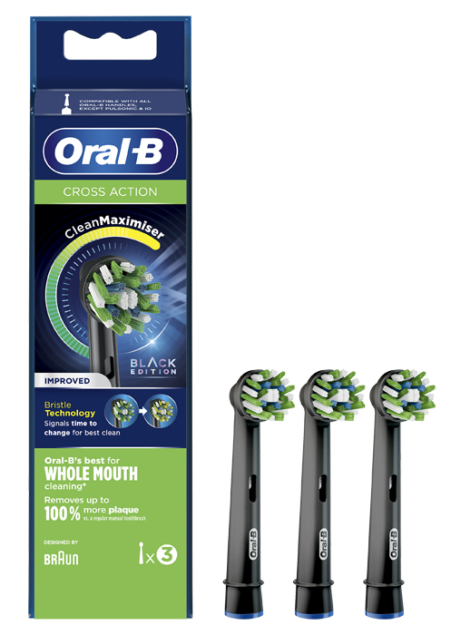ORALB CROSS ACTION BLACK EB50 TESTINE PER SPAZZOLINO ELETTRICO 3 PEZZI - doctorpill.it