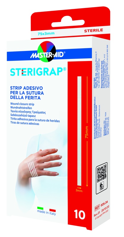 MASTER-AID STERIGRAP STRIP ADESIVO SUTURA FERITE 75X3 MM 10 PEZZI - doctorpill.it