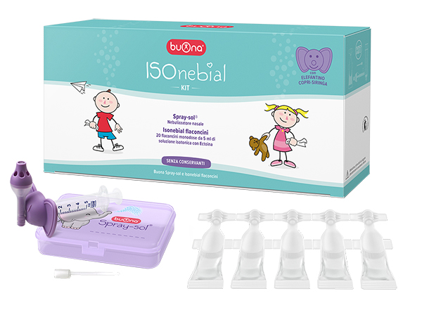 ISONEBIAL KIT PULIZIA CAVITA' NASALI 20 FLACONCINI MONODOSE 5 ML + SIRINGA LUER LOCK SOFT-JECK + AGO CANNULA + NEBULIZZATORE SPRAY - doctorpill.it