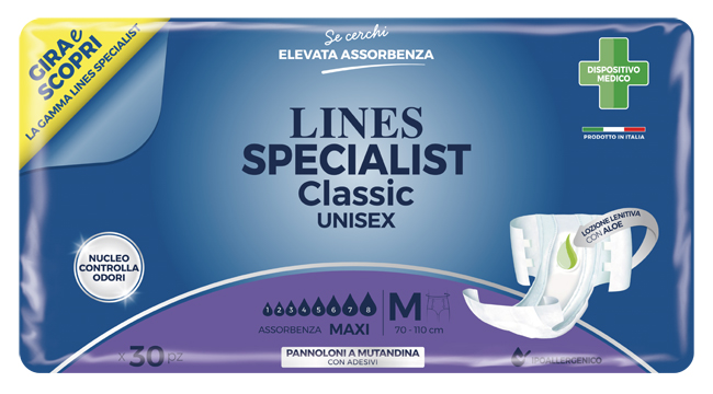 PANNOLONE A MUTANDINA LINES SPECIALIST CLASSIC MAXI MISURA MEDIA 30 PEZZI - doctorpill.it