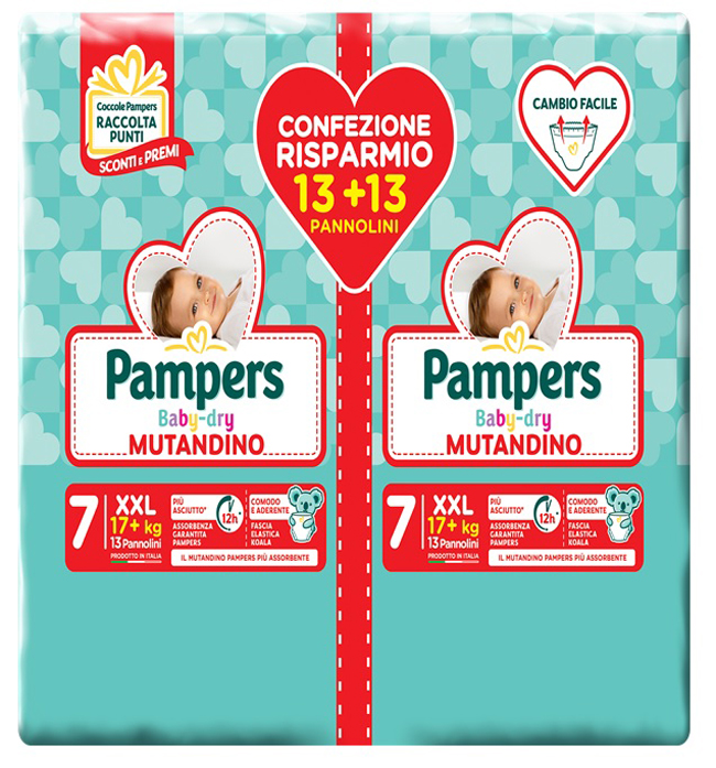 PAMPERS BABY DRY MUTANDINA DUO DOWNCOUNT XXL 26 PEZZI - doctorpill.it