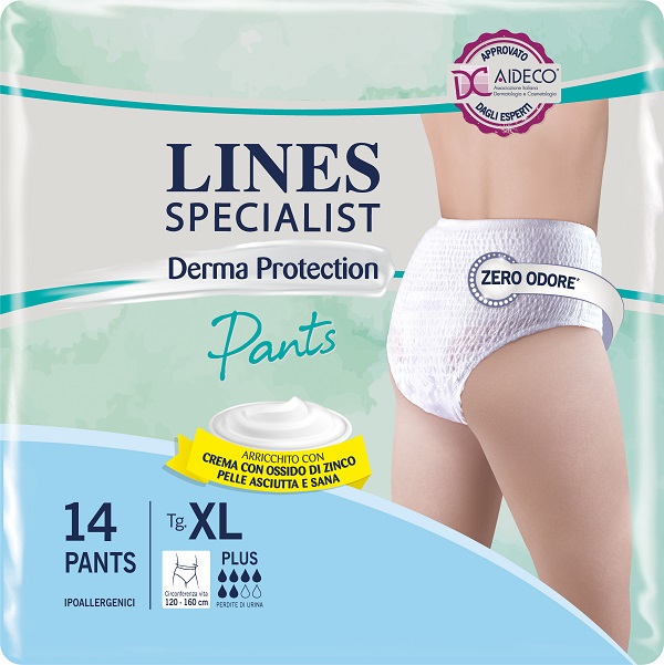 PANNOLONE PER INCONTINENZA LINES SPECIALIST DERMA PANTS PLUS XL 14 PEZZI - doctorpill.it
