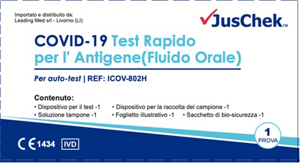 TEST ANTIGENICO RAPIDO COVID-19 JUSCHEK AUTODIAGNOSTICO DETERMINAZIONE QUALITATIVA ANTIGENI SARS-COV-2 IN CAMPIONI SALIVARI MEDIANTE IMMUNOCROMATOGRAFIA - doctorpill.it