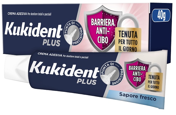 KUKIDENT PLUS BARRIERA ANTI-CIBO FRESCO CREMA ADESIVA DENTIERE 40 G - doctorpill.it