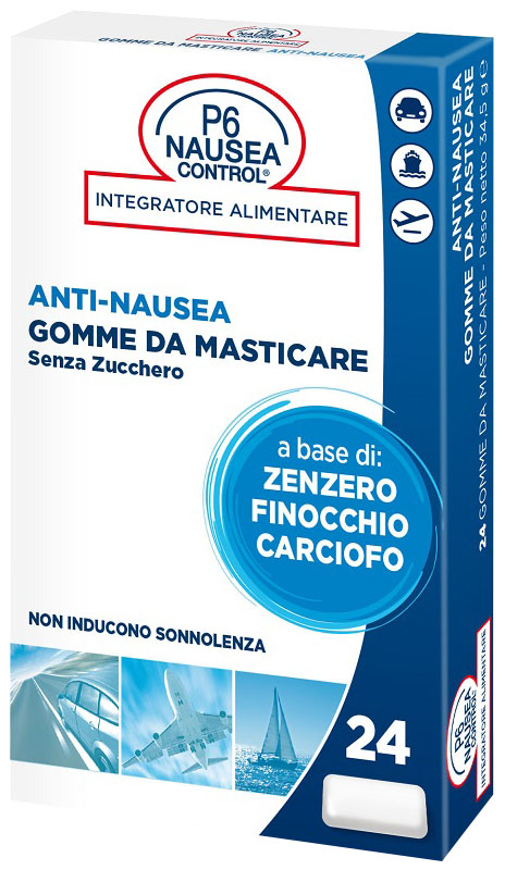 P6 NAUSEA CONTROL 24 GOMME DA MASTICARE SENZA ZUCCHERO - doctorpill.it