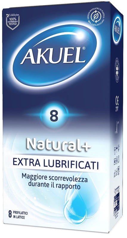 PROFILATTICO AKUEL NATURAL+ EXTRALUBRIFICATO 8 PEZZI - doctorpill.it
