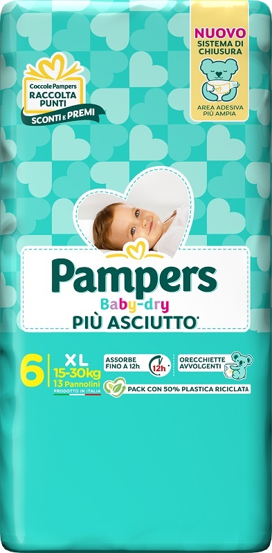 PAMPERS BABY DRY PANNOLINO DOWNCOUNT XL 13 PEZZI - doctorpill.it