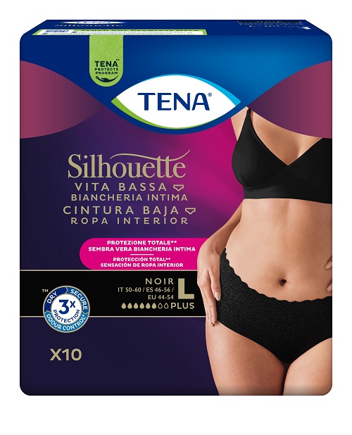 PANNOLONE A MUTANDINA ASSORBENTE TENA SILHOUETTE NOIR L VITA BASSA 10 PEZZI - doctorpill.it