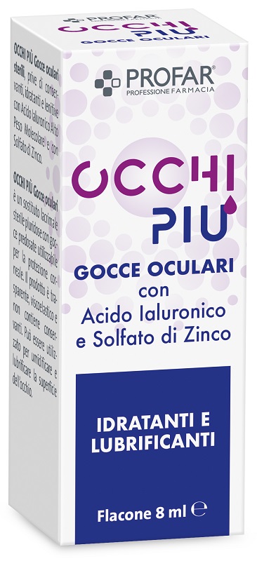 GOCCE OCULARI PROFAR OCCHIPIU' MULTIDOSE ACIDO IALURONICO E SOLFATO DI ZINCO IDRATANTI E LUBRIFICANTI 8 ML - doctorpill.it